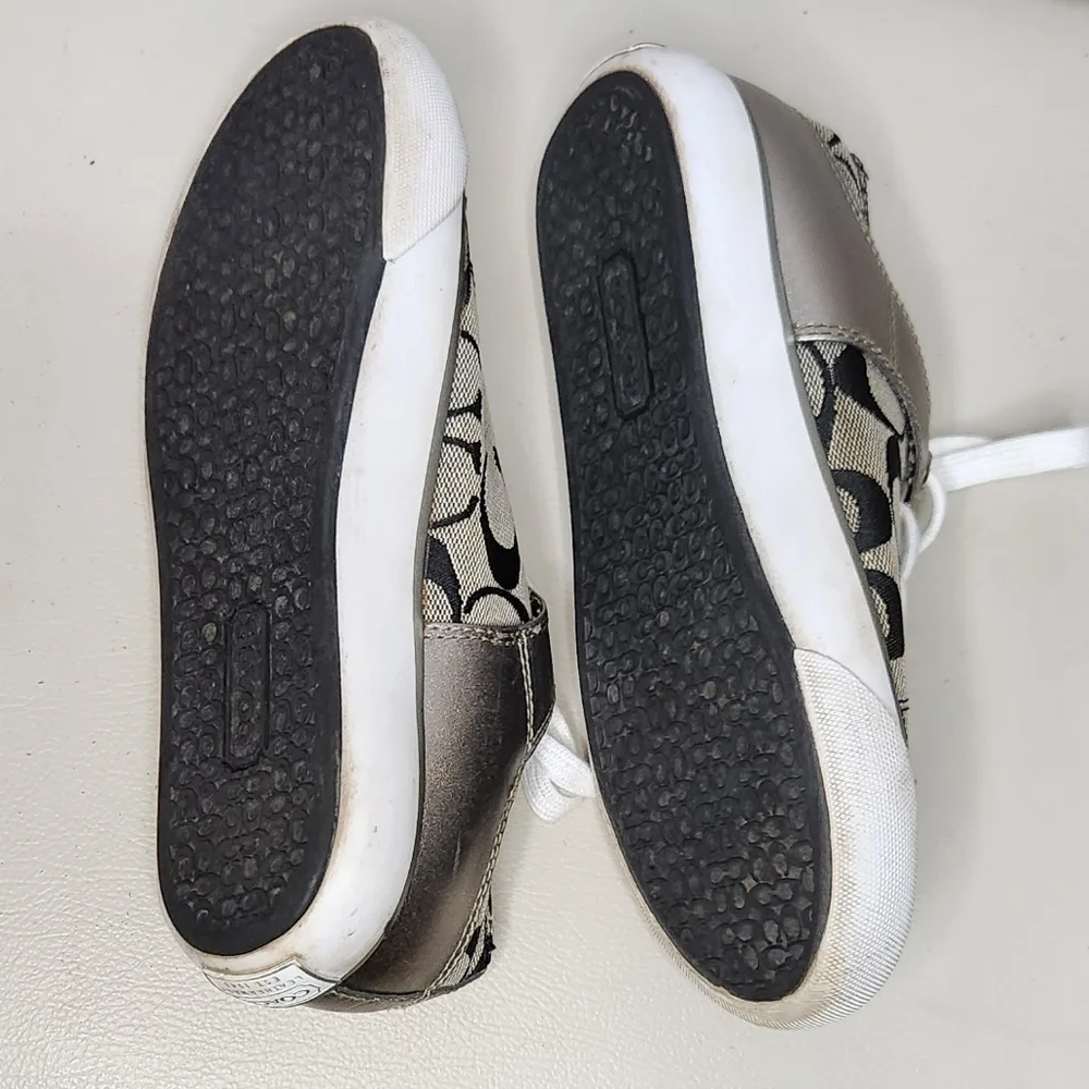 Coach Shoes Womens 5BCasual Signature shoes GreySilver Low Top Lace Up - Picture 6 of 7